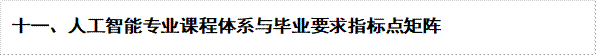 十一、人工智能专业课程体系与毕业要求指标点矩阵